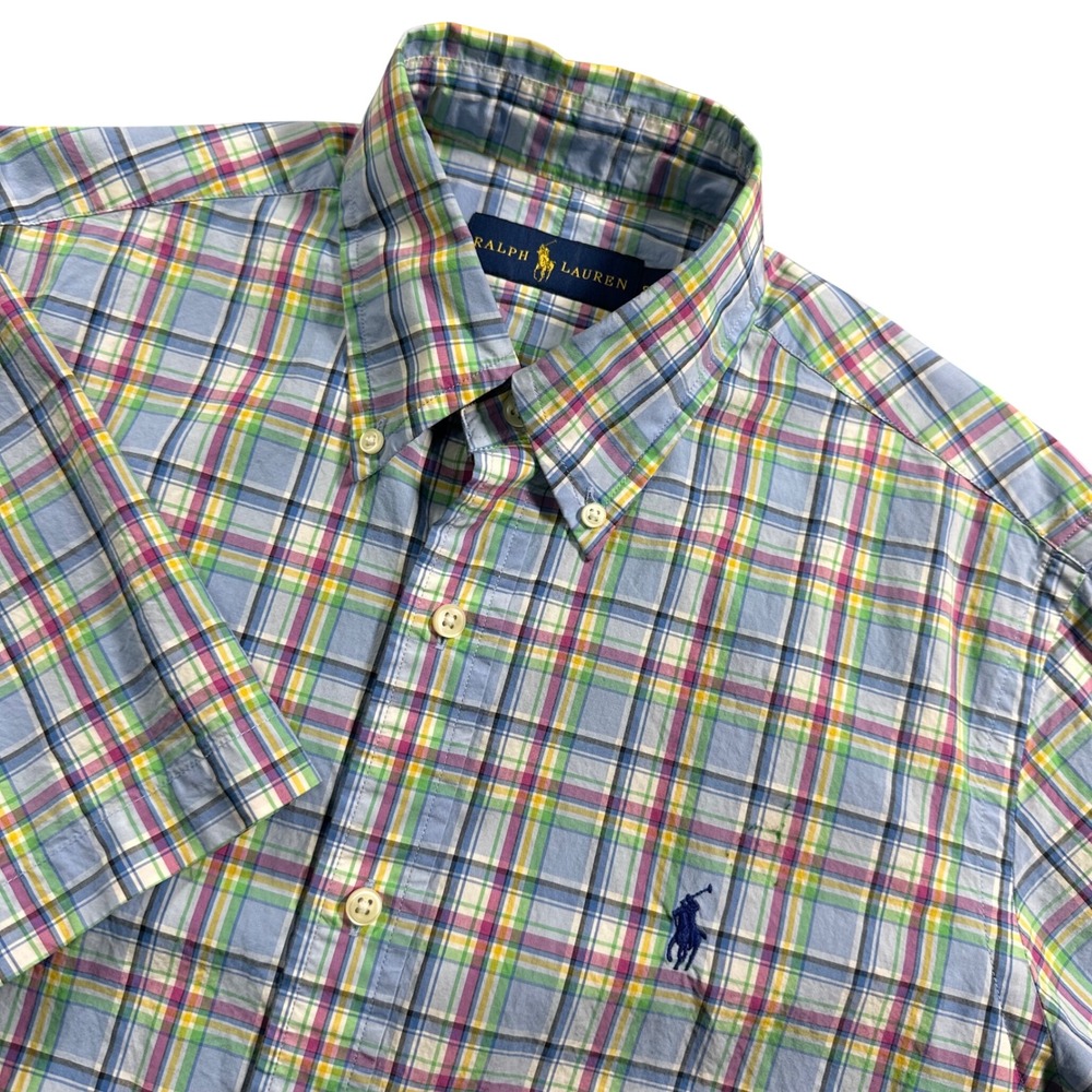 Polo Ralph Lauren  Button Down Shirt Easter‎ Patchwork Mens Small Short Sleeve